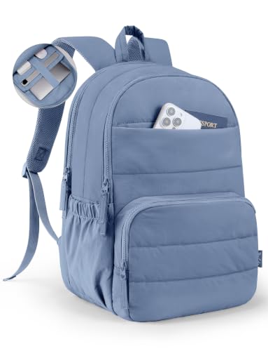 Image of Uselike Travel Backpack for Women, 15.6 Inch Laptop Backpack, Quilted College Bookbag, Cute Work Backpacks, Water Resistant (Haze Blue)