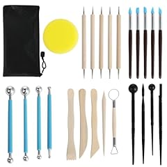 Bafumiu Set di 25 Strumenti per Modellare, Kit per Ceramica con Strumenti per Argilla, Kit di Poterie con Sacchetto di Conservazione, Accessori per Artisti e Principianti
