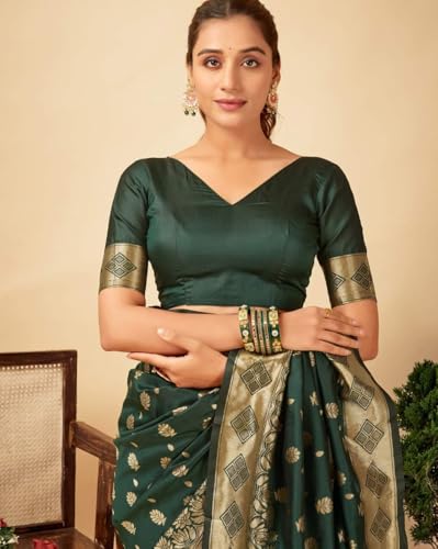 Image of Yashika Women Banarasi Kanjivaram Silk Saree Set with Blouse |saree for Women | Saree | New Sari | Saree