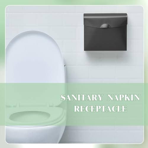 Image of Tioncy 8 Pcs Sanitary Napkin Disposal Receptacle Stainless Steel Sanitary Napkin Receptacle Wall Mounted Tampon Disposal Bin Waste Tampon Holder Feminine Hygiene Container (Black)
