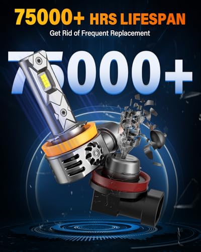 Image of FORENNER 2026 NewGen H11 /H9 /H8 9005 /HB3 Light Bulbs Combo, 100000LM 1200% 6500K Enhance Bright, 1:1 Mini Size H9 H8 HB3 Fog Lights, IP68 Waterproof CANbus Ready Plug and Play, Pack of 4
