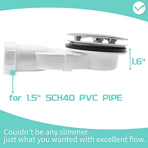 Low Profile Shower Drain P Trap Side Drain 90Mm 36L/Min Water Flow Chrome Plated Shower Tray Siphon Slim Drain Low Profile For Bathroom Abs #TOP5