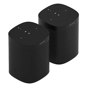 Sonos One (Gen 2) Zwei-Raum-Set mit Sprachsteuerung, Smart Speaker mit Amazon Alexa eingebaut (2er Pack) schwarz)