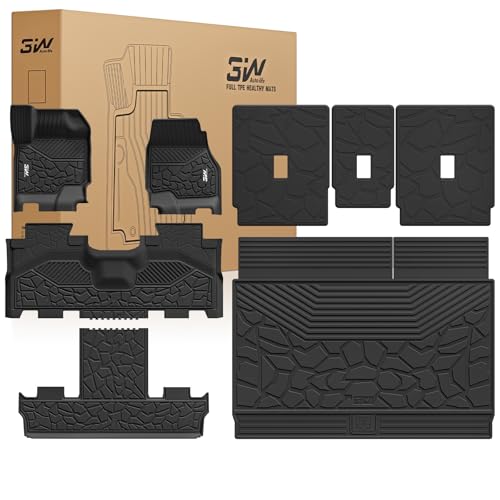 3W Floor Mats & Cargo Liner & Seat Back Mats for 2025 2026 Ford Expedition Max 7 Seats with 2nd Row Bucket Seats, All Weather TPE Full Set Floor Mats for Ford Expedition (Only Max)