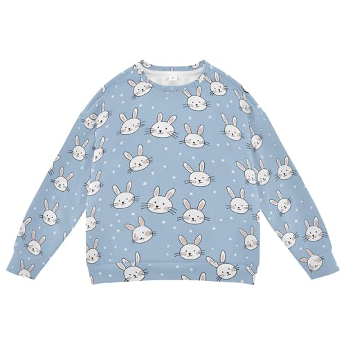 JUNZAN Easter Rabbits Blue Kids Girls Hoodie Sweatshirt Long Sleeve Outerwear for Kids Athletic 4T