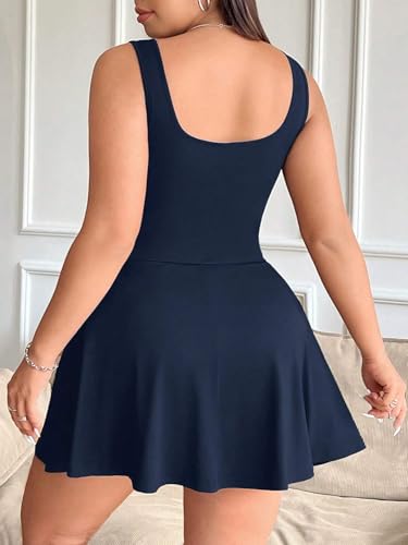 Image of Women's Play Dress, Short Sleeve Mini Skirt with Pockets, Black, Size XL