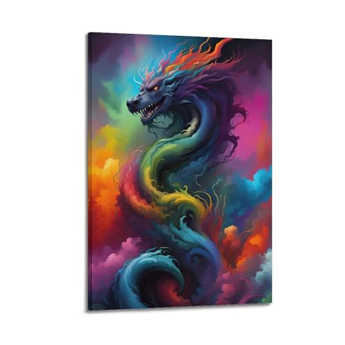 Toile dragon coloré pour illuminer un mur sombre WIZIGM 20x30