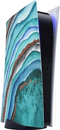 Skinit Decal Gaming Skin Compatible with PS5 Digital Edition Console - Turquoise Watercolor Geode Design