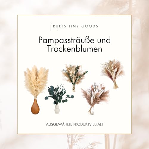 Pampasgras groß 100 cm - Trockenblumenstrauß XXL - Trockenblumen Boho Deko Beige Schlafzimmer Wohnzimmer Badezimmer Hochzeit Tischdeko getrocknet (10 Stück)
