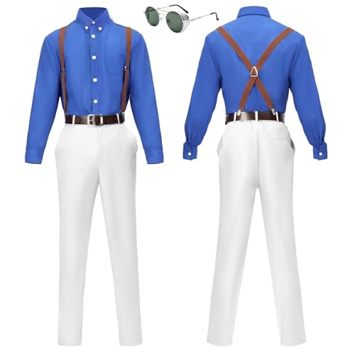 C-ZOFEK Mens US Size Cosplay Costume Suit with Tie Suspender Glasses Uniform (XX-Large)