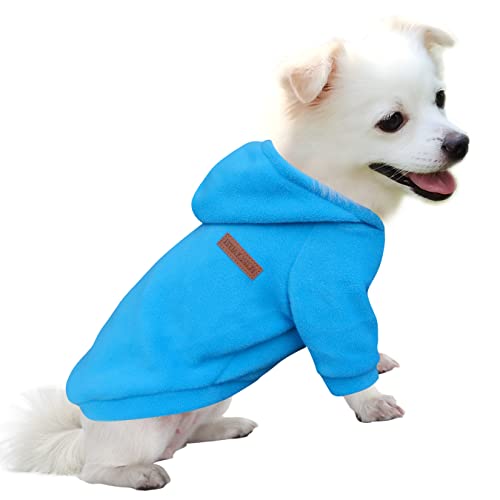 HuaLiSiJi Dog Hoodie Dog Sweatshirt Puppy Hoodie Dog Fleece Jumper, Elasticity Fabric is Quite Comfortable, Soft and Warm for the Animal and Easy to Wear (Small, Blue)