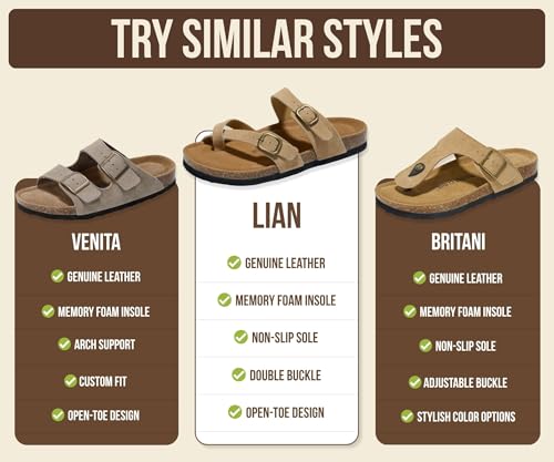 Project Cloud 100% Genuine Leather Womens Sandals -Lightweight Womens Slides Memory Foam Insole & Cork Footbed Sandals Women - Non-Slip Beach Essentials Summer Sandals for Women 2026, BEIGLEA,9W by Project Cloud - Image 6