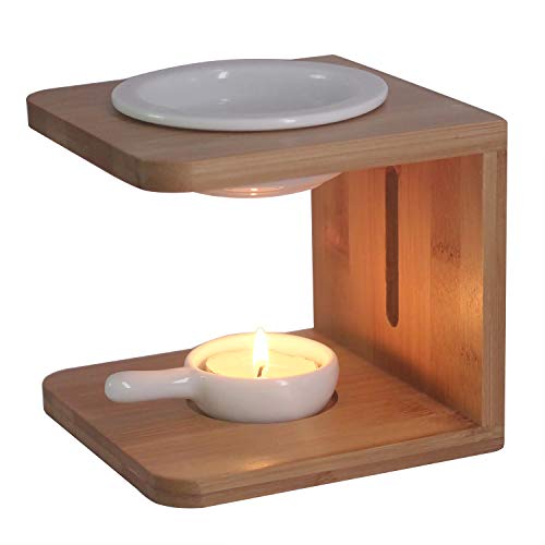 Chuanglan Wooden Candle Tealight Holder Essential Oil Burner Scented Wax Warmer Diffuser for Home Office Gifts & Decor (1, 80ML)