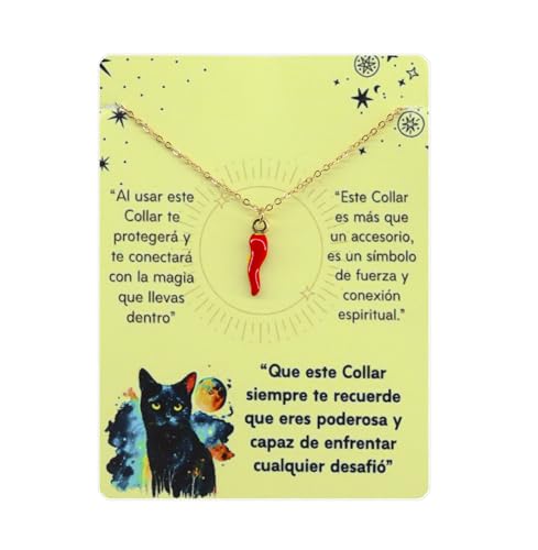 Only faith Pendentif Corne Rouge Porte-Bonheur Cornicello - Amulette Napolitaine, Poivron Rouge, Ail, Chili en Acier Inoxydable - Collier pour Femme, Pequeño, Acier inoxydable, Pas de gemme