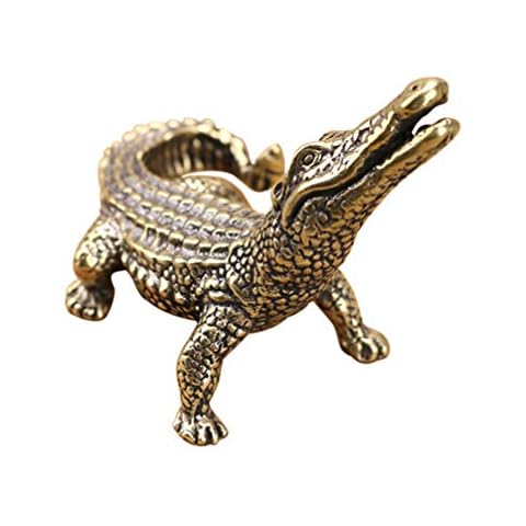 Toddmomy Krokodil Figur Messing Krokodil Prop Deko Figuren Viel Glück Mini Tiere Kulptur Dekortion Messing Sammlerfiguren für Zimmer Restaurant Cover