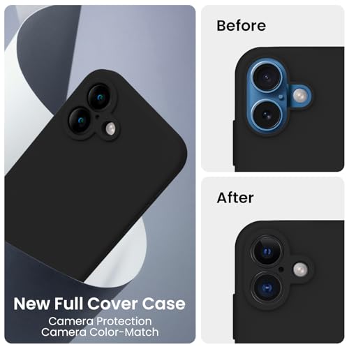 Image of FireNova Designed for iPhone 16 Plus Case, Silicone Upgraded [Camera Protection] Case, with Soft Anti-Scratch Microfiber Lining Inside, 6.7 inch, Black