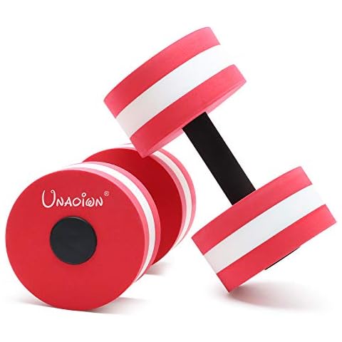 UNAOIWN Aquatic Dumbbells for Pool Fitness Exercise Water Aerobics Hand Bar - Set of 2 - Aqua Dumbbell for Swimming (New Version Red) Cover
