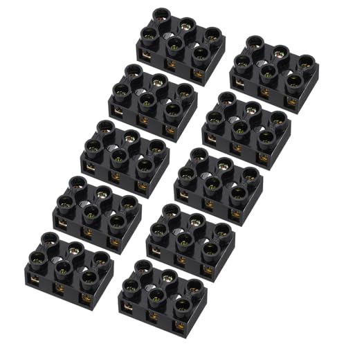 QUARKZMAN 10pcs Borne De Raccordement Double Rangée, 3 Positions 500V 10A Borne À Vis, Raccordement À Barrière Pour Câble Pour Électroménagers, Circuits Électroniques, Noir