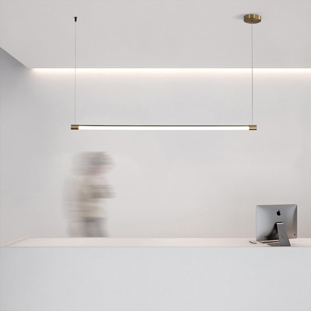 Lampadario a Sospensione a LED, lampadario lineare Dorato per Isola Cucina, Lampada a Sospensione Minimalista per soffitto, lampade da Tavolo da Pranzo e Ufficio, lampadari a 3 MOD