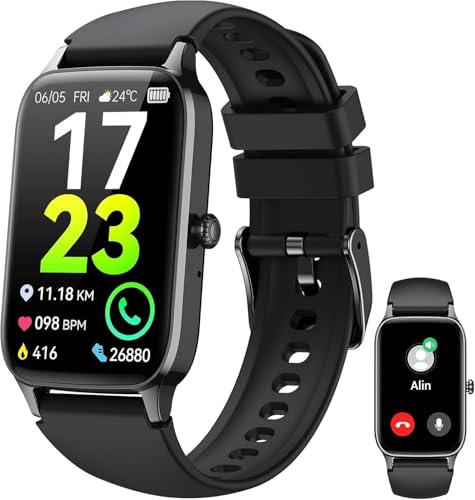 Smartwatch Herren Damen, 1,57' HD Fitnessuhr Herren mit Telefonfunktion, Wasserdicht Aktivitätstracker 110+ Sportmodi, Fitness Tracker mit Herzfrequenz Schlafmonitor Schrittzähler, Android iOS