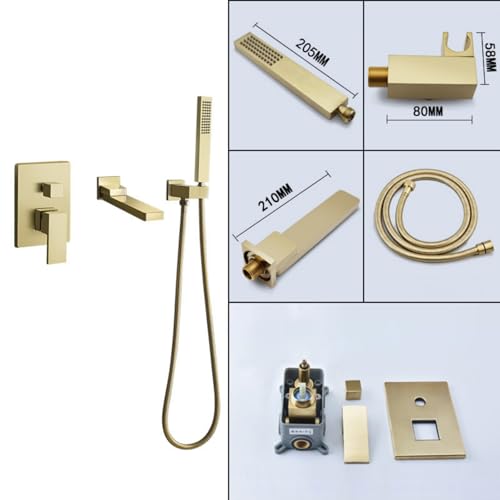 Mitigeurs de bain en or brossé avec accessoire de douche pivotant