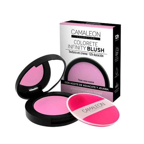 Camaleon Cosmetics - Colorete Infinity Blush 12 horas - Tono Rosa Suave - Larga Duración - Textura en crema - Vegano.