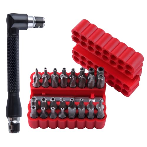 GOLD DEER 33PCS Security Torx Bit Set including Magnetic Extension Bit Holder and L Spanner Tamper Resistant Star Bits Tamper Proof Allen Wrench Set Security Screwdriver Set