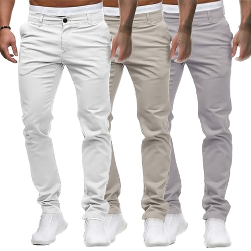 Pantalon slim en coton pour homme coupe droite confortable
