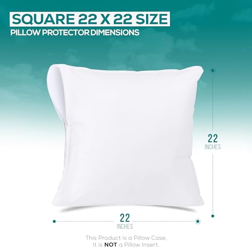 Image of Utopia Bedding Waterproof Throw Pillow Protectors (No Pillow Inserts) with Zipper 22 x 22 Inches (2 Pack, White), Bed Bug Proof Outdoor Bed Couch Decorative Pillow Encasement Covers
