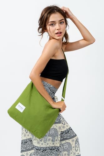 Image of Hobo Crossbody Bag for Women - Large Cotton Tote Shoulder Purse | Adjustable Strap