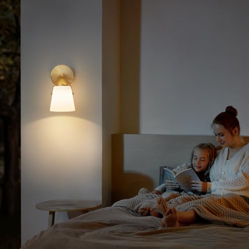 Image of Battery Operated Frosted Glass Wall Sconces Set of Two, Rechargeable Wall Lamp 3 Color Temp & 12 RGB Colors Wireless Battery Powered for Bedroom Living Room with Remote