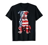 Drapeau américain pitbull patriotique 4 juillet chien pitbull papa T-Shirt