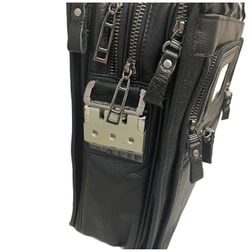 Professional Leather Briefcase with Password Lock, 14 inch Business Messenger Bag, Black4