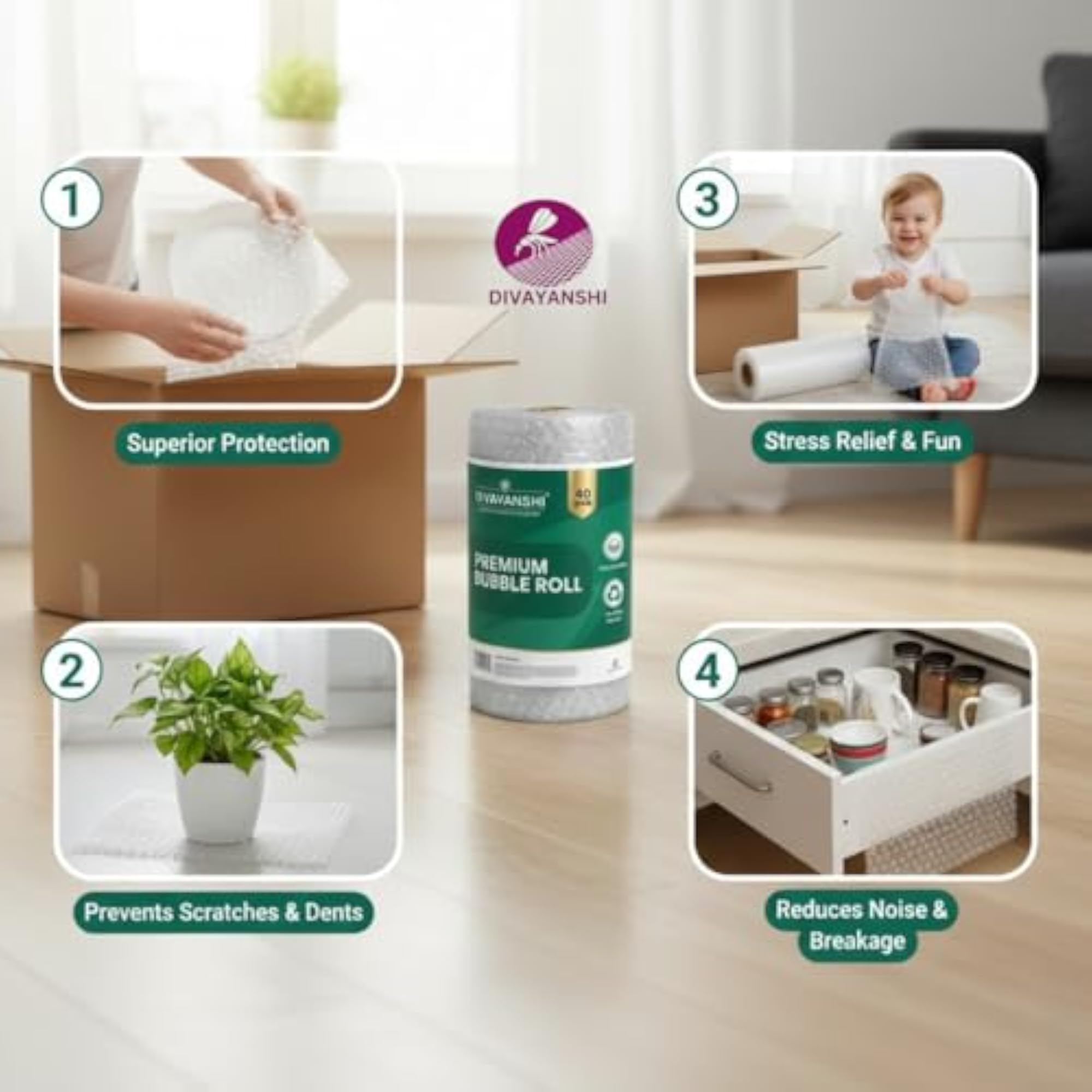 Bubble Wrap for Packing & Moving, Strong Air Bubble Roll