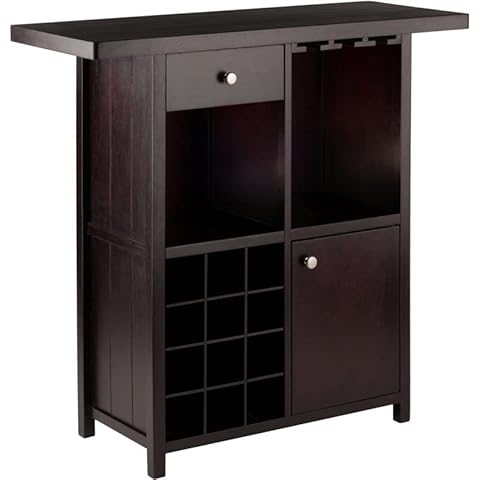 Winsome Macon - Armario de Bar de Vino con pomos de níquel Cepillado Cover