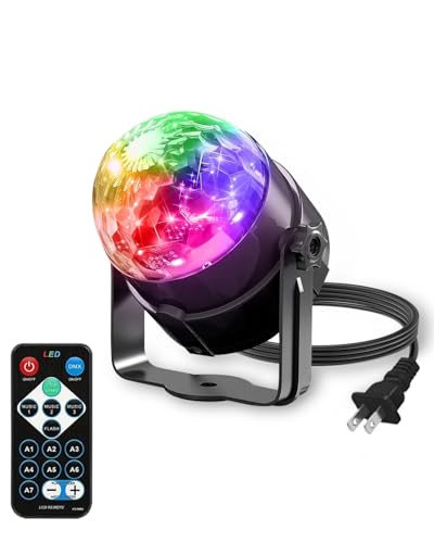 Mslitely Disco Ball with Remote Strobe Light, DJ Party Lighting for Home Room Dance Birthday Halloween Karaoke Stocking Stuffers New Years Eve Christmas Parties Decorations(1 Pack)