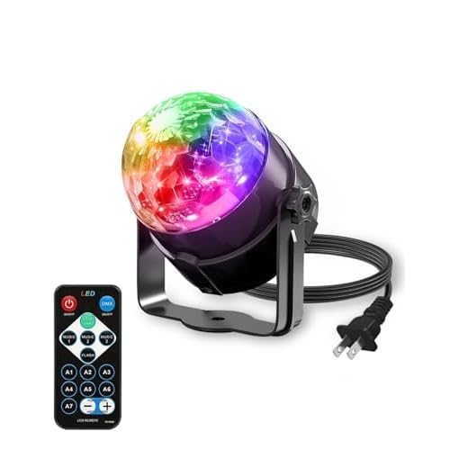 Disco Ball with Remote Strobe Light, DJ Party Lighting for Home Room Dance Birthday Halloween Karaoke Stocking Stuffers New Years Eve Christmas Parties Decorations(1 Pack)