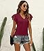 Women's Summer Tops Ruffle Sleeve V Neck Tunic Tops Business Casual Flowy Blouses for Women Red