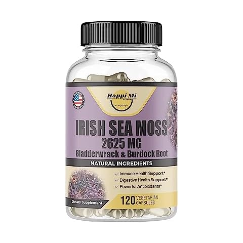 Happi Mi Nutrition Irish Seamoss Capsules 2625mg per Serving - Made with Organic Seamoss, Bladderwrack & Burdock Root for Digestive & Immune Support Cover