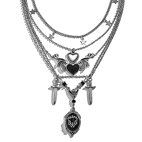 JeVenis Goth Necklaces For Women Star Choker Necklace Alt Accessories Star Accessories Y2k Halloween Christmas New (Black Punk Gothic)