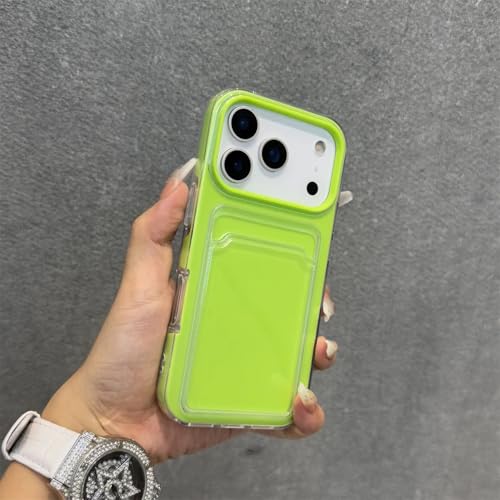 RNOZX iPhone 13 Pro Max�p �J�[�h�X���b�g�t���t�H�g�N���b�v�t���\�t�g�t�H���P�[�X �L�����f�B�J���[ �ϏՌ��J�o�[�iiPhone 13 Pro Max�p/�O���[���j
