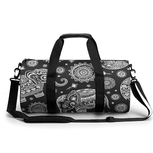Sac de gym éléphant noir et blanc anti-humidité pour vos voyages