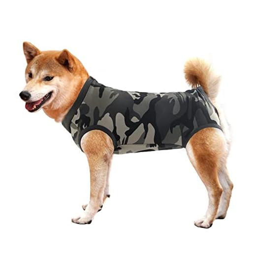Dog Recovery Suit Abdominal Wound Puppy Surgical Clothes Post-Operative Vest Pet After Surgery Wear Substitute E-Collar & Cone(XL, Camouflage)