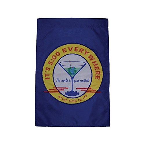 Happy Hour Retro Garden Flag With Reverse Graphic In Durable Polyester Fabric