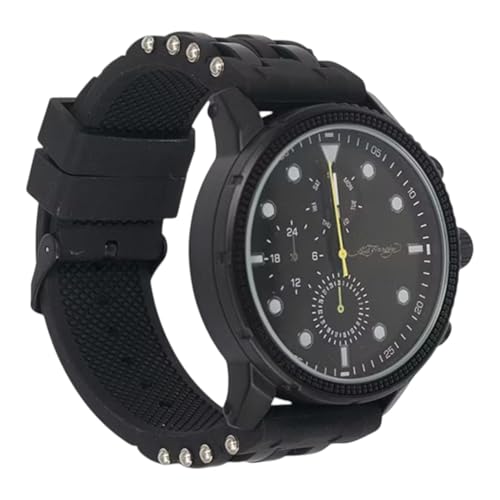 ED HARDY Montre homme cadran rond silicone noir mat 50444BB