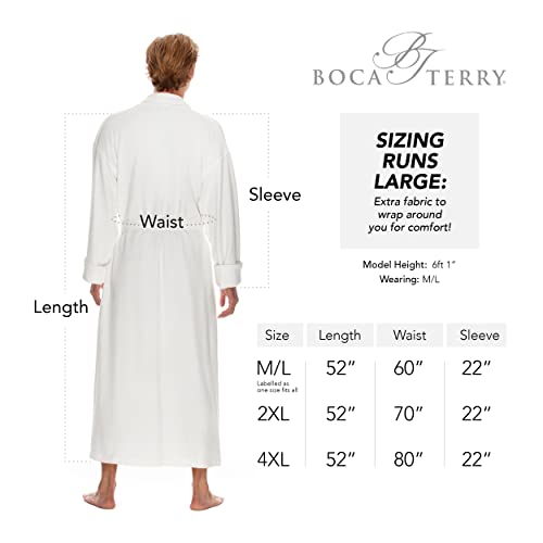 Boca Terry Mens Bath Robe - Soft Waffle Knit Robe For Men - Long White Hotel Spa Robes - Big & Tall Xxl (2X) #TOP2