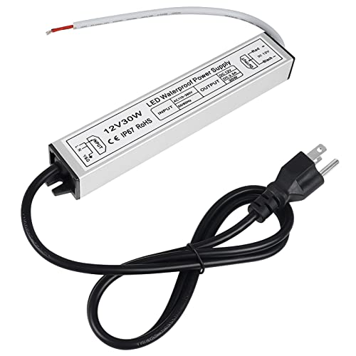 inShareplus - inShareplus LED Power Supply 12V, 30W IP67 Waterproof Outdoor Driver,AC 110-260V to DC 12V 2.5A Low Voltage Transformer, Adapter with 3-Prong Plug for LED Light, Computer Project, Outdoor Use