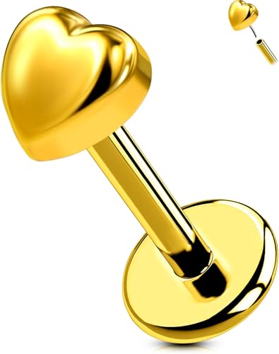 OUFER 18G 6mm G23 Titanium Heart Stud, Flat Back Threadless