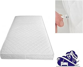 Cot Bed Mattress with Tape Edges 160x80x10cm Thick (Fits Mamas & Papas Sizes)160x70x10 (160 X 80 X 10cm, White Cover) Made in England