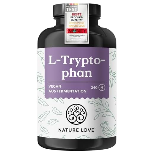 NATURE LOVE® L-Tryptophan - 240 Kapseln, laborgeprüft, hochdosiert mit 500 mg je Tagesdosis, vegan und in Deutschland produziert - ohne unnötige Zusätze